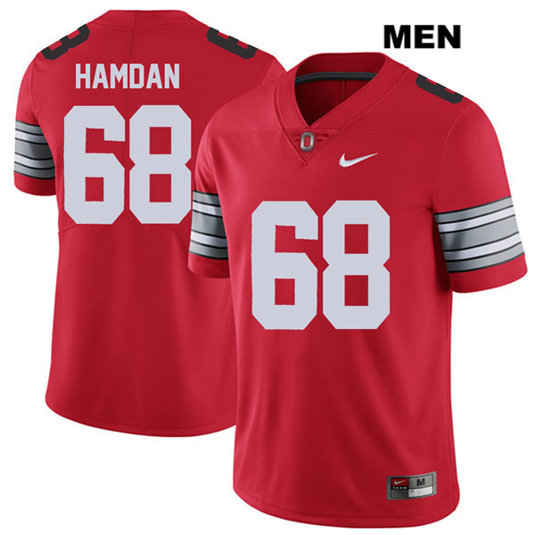 Ohio State Buckeyes Men's Zaid Hamdan #68 Red Authentic Nike 2018 Spring Game College NCAA Stitched Football Jersey KC19C81WE